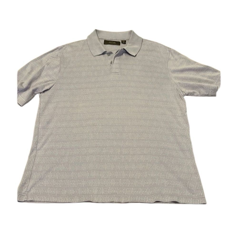 Tasso Elba sizeM light lavender & white polo golf shirt incudes extra button GUC